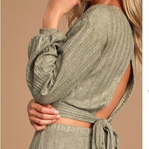 Heathered Backless Tie Crop Top